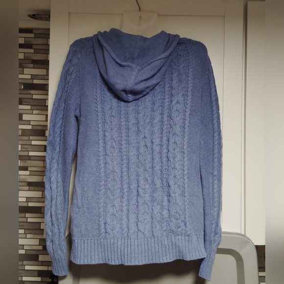 L.L Bean Cable Knit Zip Up Hooded Jacket Sz-XS - Picture 3 of 4